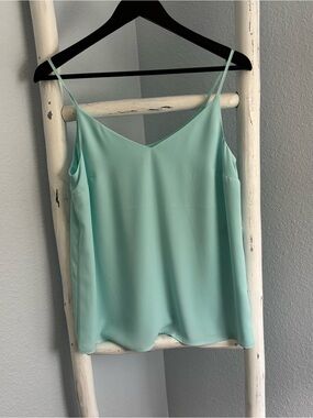 EUC Oasis Turquoise V-Neck Lined Chiffon Camisole Top US 6 UK 10